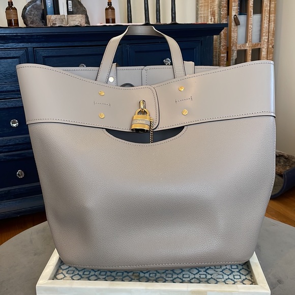 Chloe Handbags - Chloé Aby Grey Medium Leather Tote